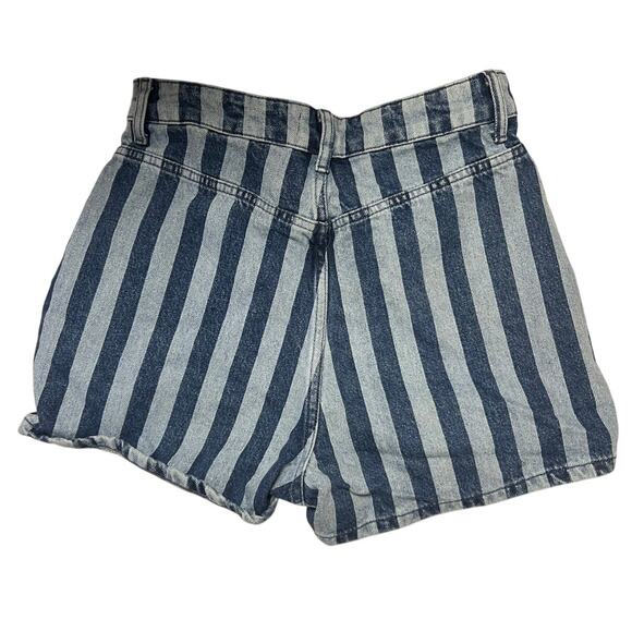 Zara High Rise Blue Striped Denim Shorts Size US 6 - Picture 2 of 3